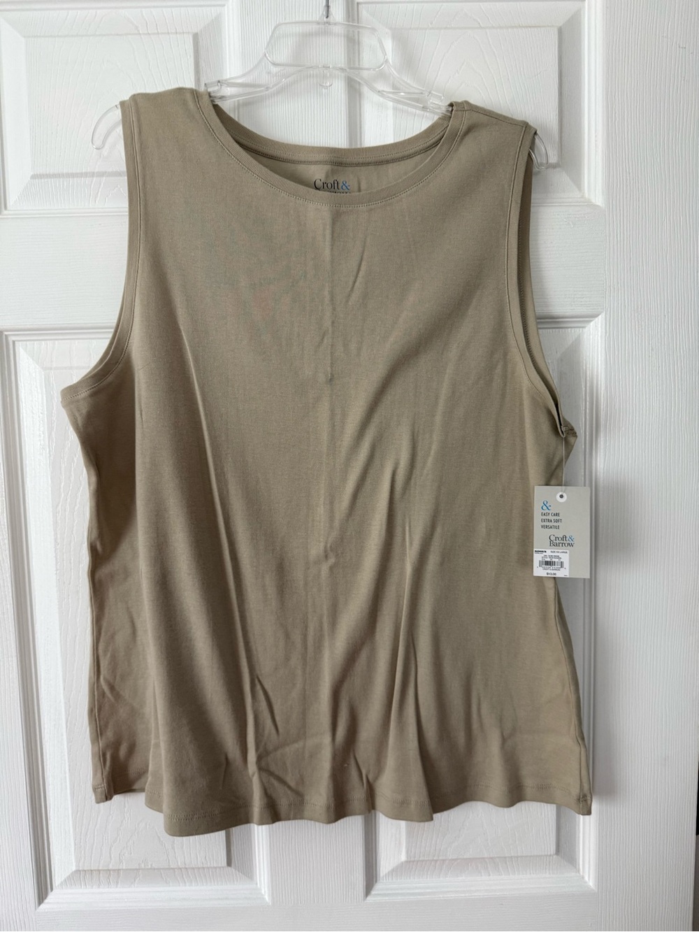 croft & barrow Tan Sleeveless Crewneck Tank Top - Picture 2 of 7